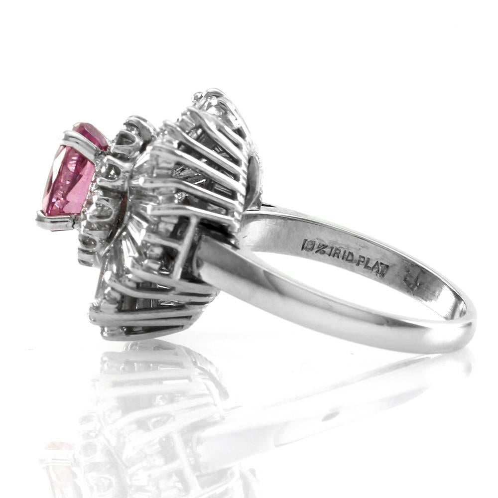 Ring-Dant Pink Sapphire & Diamond Ballerina Ring/ Pendant in Platinum For Sale 1
