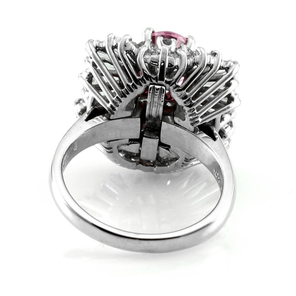 Ring-Dant Pink Sapphire & Diamond Ballerina Ring/ Pendant in Platinum For Sale 3