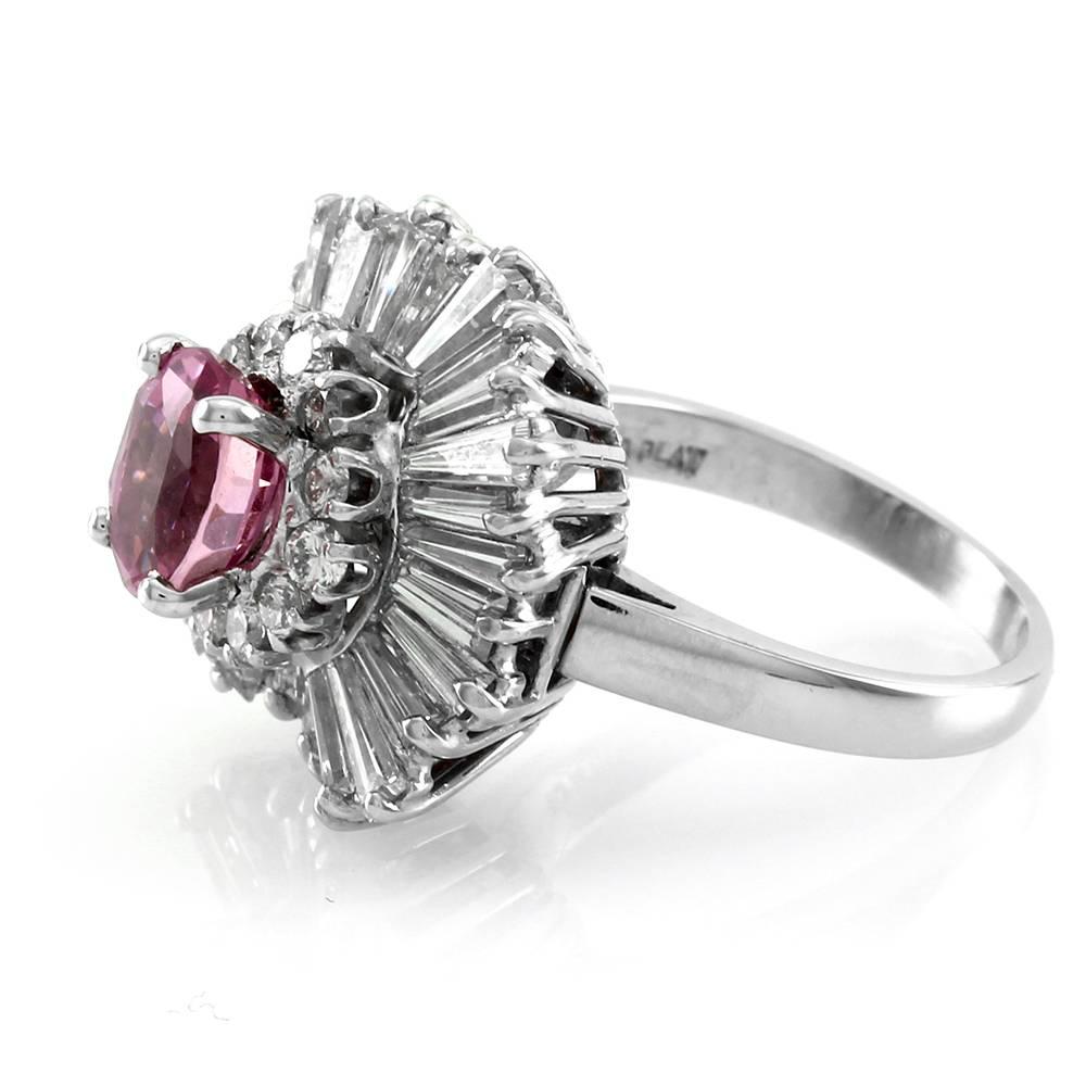 Women's Ring-Dant Pink Sapphire & Diamond Ballerina Ring/ Pendant in Platinum For Sale