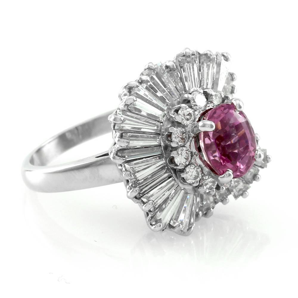Ring-Dant Pink Sapphire & Diamond Ballerina Ring/ Pendant in Platinum For Sale