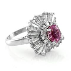 Ring-Dant Pink Sapphire & Diamond Ballerina Ring/ Pendant in Platinum
