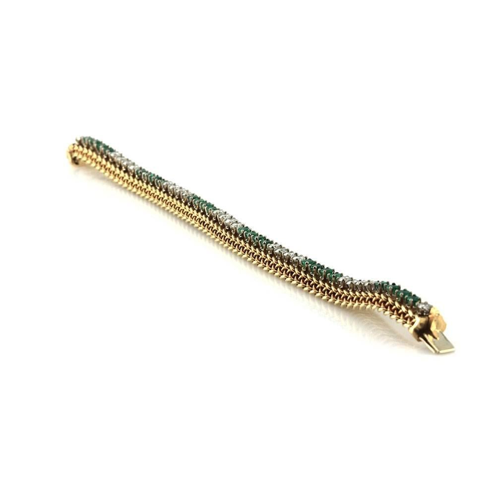 Women's Hammerman Brothers Emerald Diamond Gold Bracelet For Sale