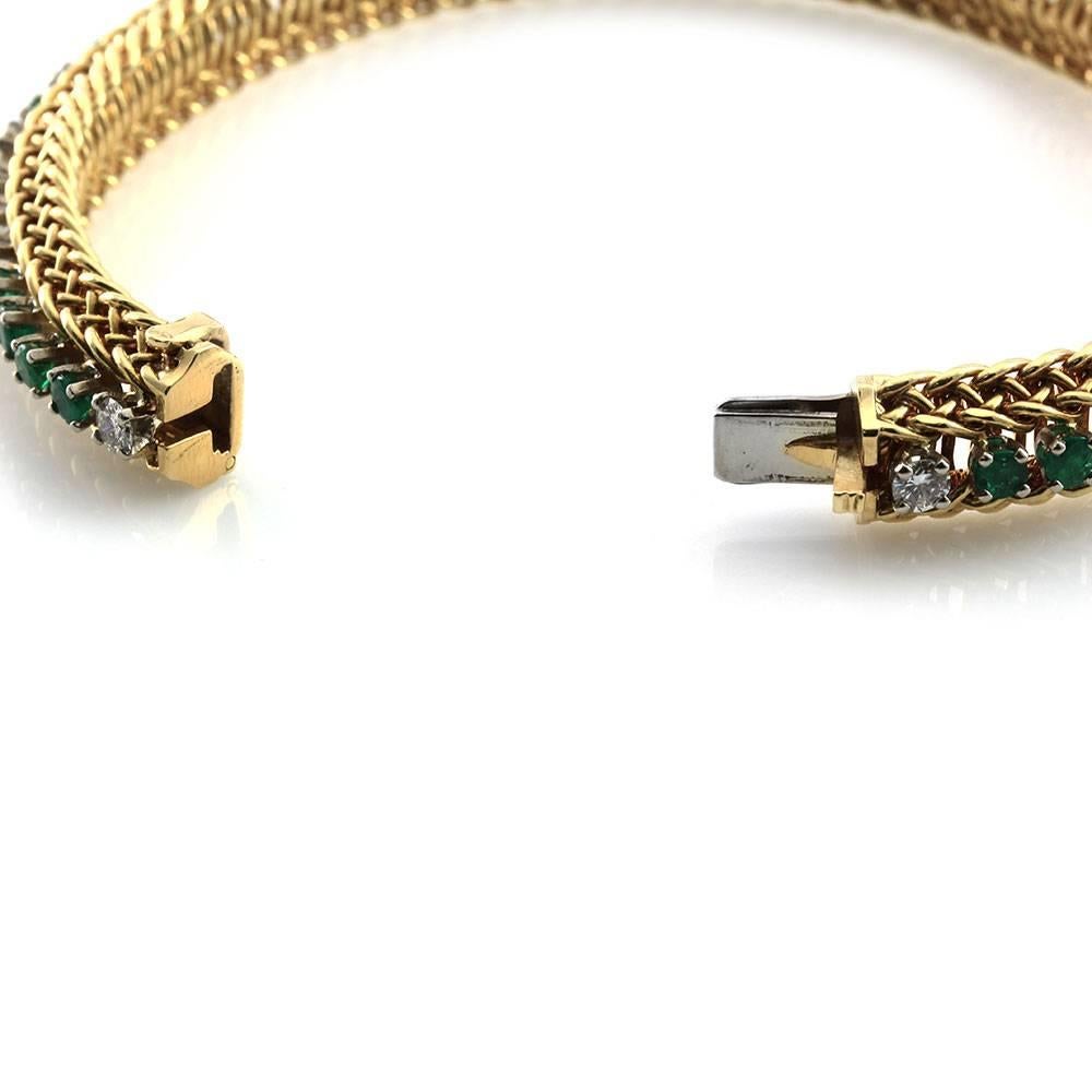 Hammerman Brothers Emerald Diamond Gold Bracelet In Excellent Condition For Sale In Scottsdale, AZ