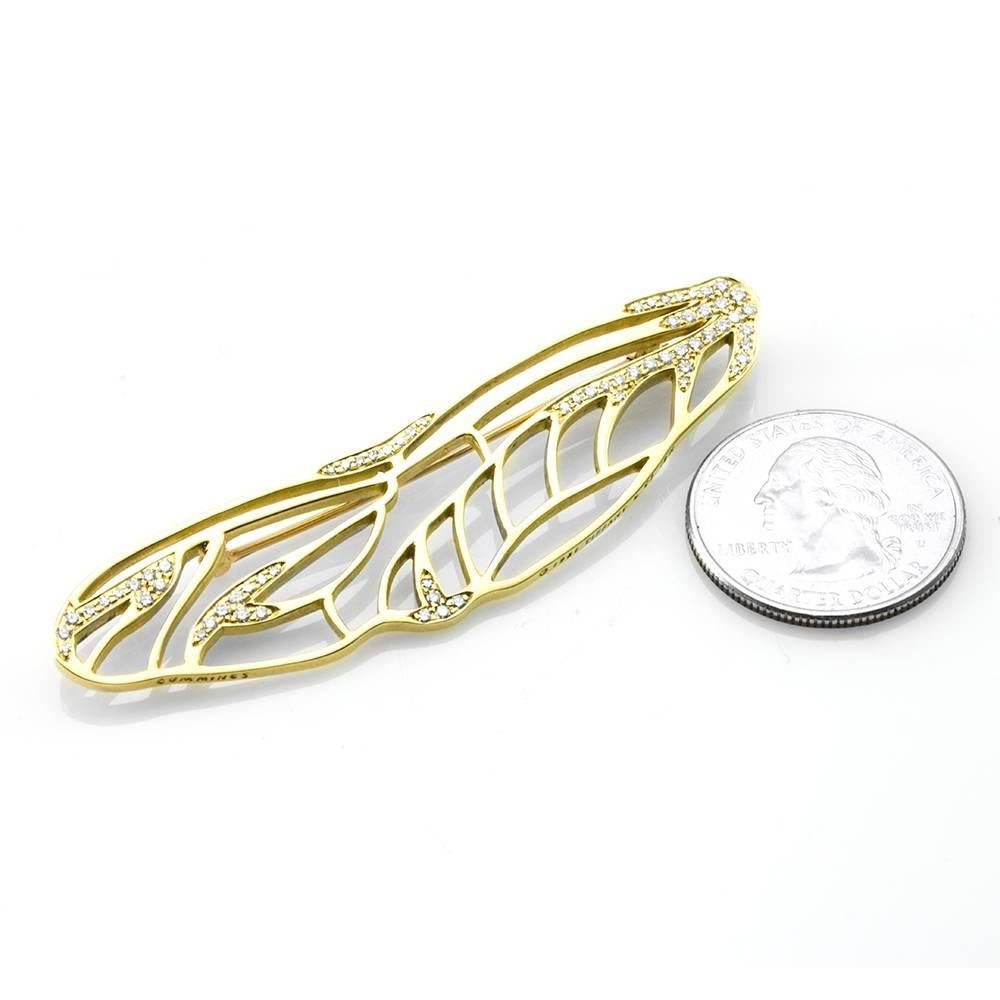 Women's Tiffany & Co. Angela Cummings Pavé Diamond Gold Dragonfly Wing Brooch For Sale