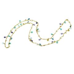Signed Designer DAVID YURMAN Bijoux Collection Multi Gem Necklace in 18KY Gold