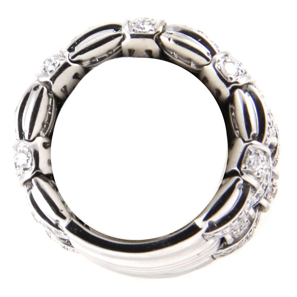 Roberto Coin Appassionata Pavé Diamond Gold Basketweave Ring For Sale 1