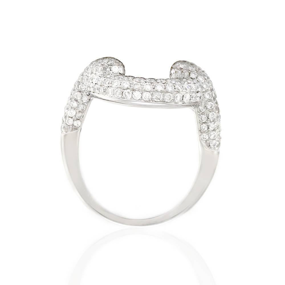 Modern Pavé Diamond Gold Concave Disc Ring  For Sale 1