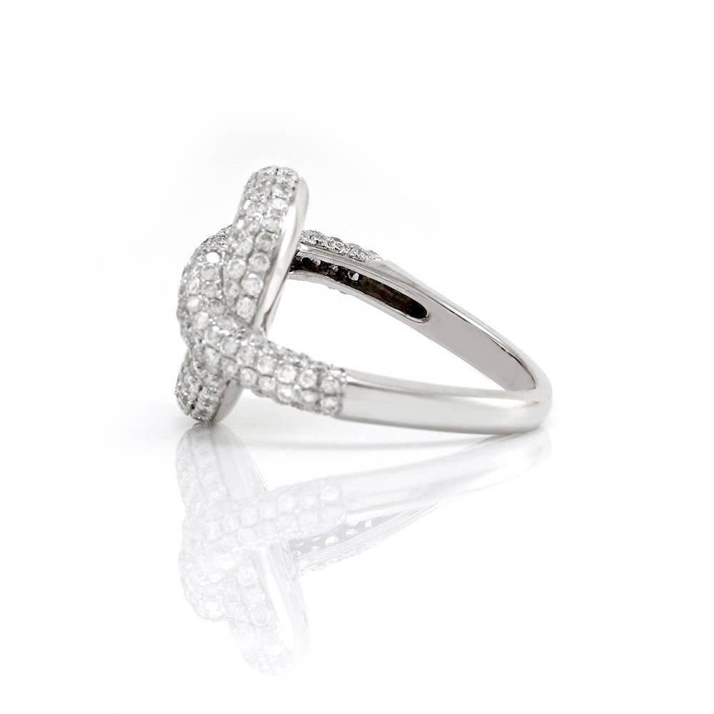 Women's Modern Pavé Diamond Gold Concave Disc Ring  For Sale