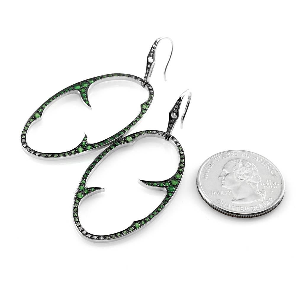 Stephen Webster Thorn Pavé Diamond  Tsavorite Earrings In Excellent Condition For Sale In Scottsdale, AZ