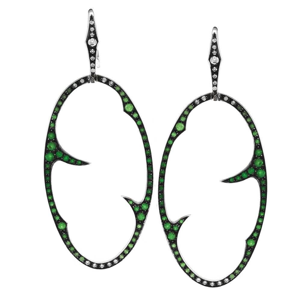 Stephen Webster Thorn Pavé Diamond  Tsavorite Earrings For Sale