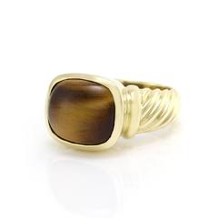 Signed Designer David Yurman Noblesse Collection Tiger's Eye Ring in 18KY Gold