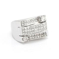 Gent's Contemporary  Invisible Set Diamond Ring in 18K White Gold