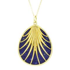 Tiffany & Co. Villa Paloma Palm Necklace w/ Lapis Lazuli in 18K Yellow Gold
