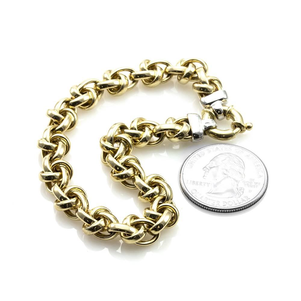 Knot Link Bracelet in 18K Yellow Gold w/ Pavé Diamond & 18K White Gold Accents In Excellent Condition In Scottsdale, AZ
