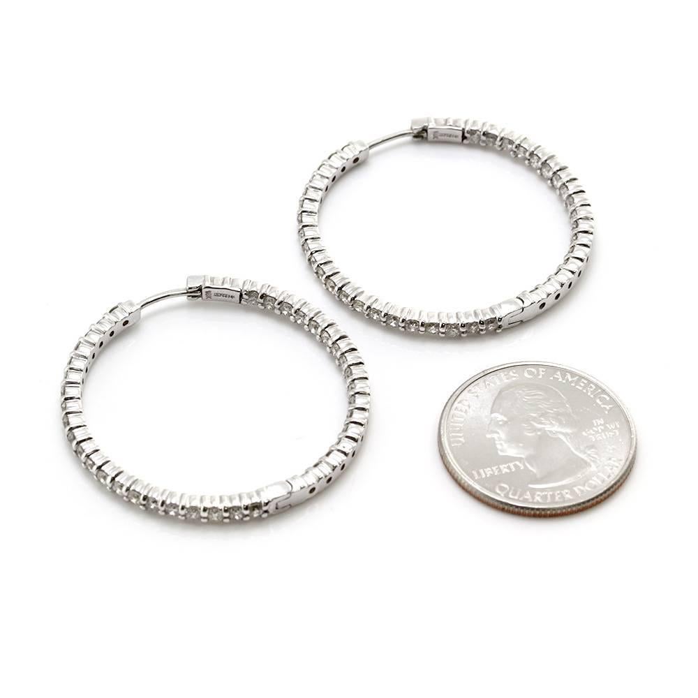 Roberto Coin Perfect Diamond Hoops Inside-Out  Earrings For Sale 1