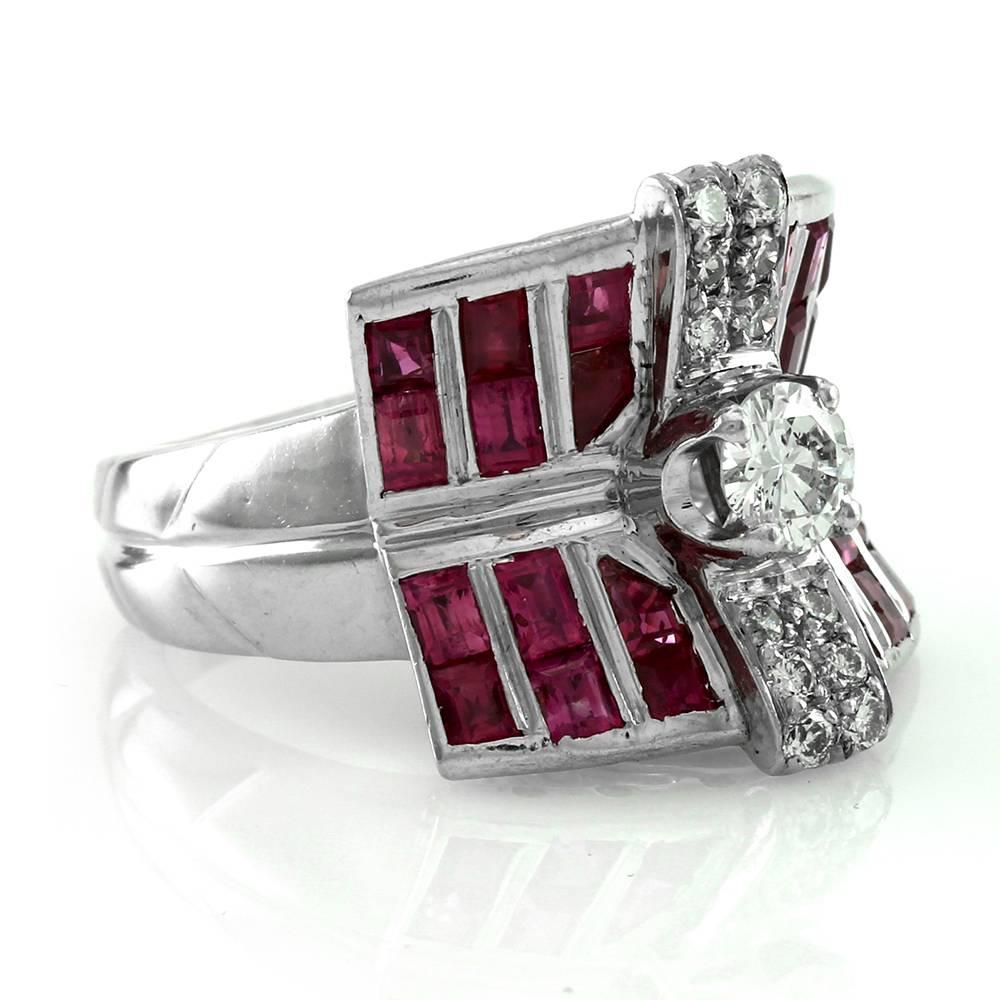 Art Deco Ruby & Diamond Ring In Excellent Condition In Scottsdale, AZ