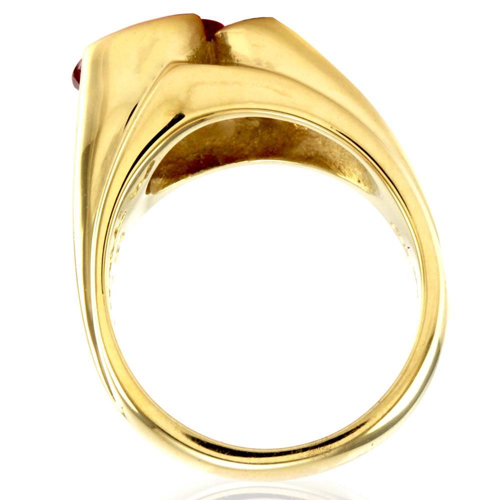 Designer Michael Tatom Pink Tourmaline & Diamond Ring in 18K Yellow Gold For Sale 2