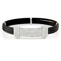 Charriol Celtic Noir Pavé Diamond Station Cable Bracelet