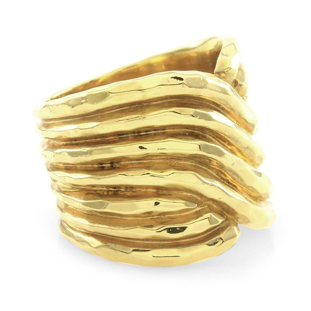 Henry Dunay Hammered Gold Finished Wrap Ring In Excellent Condition In Scottsdale, AZ