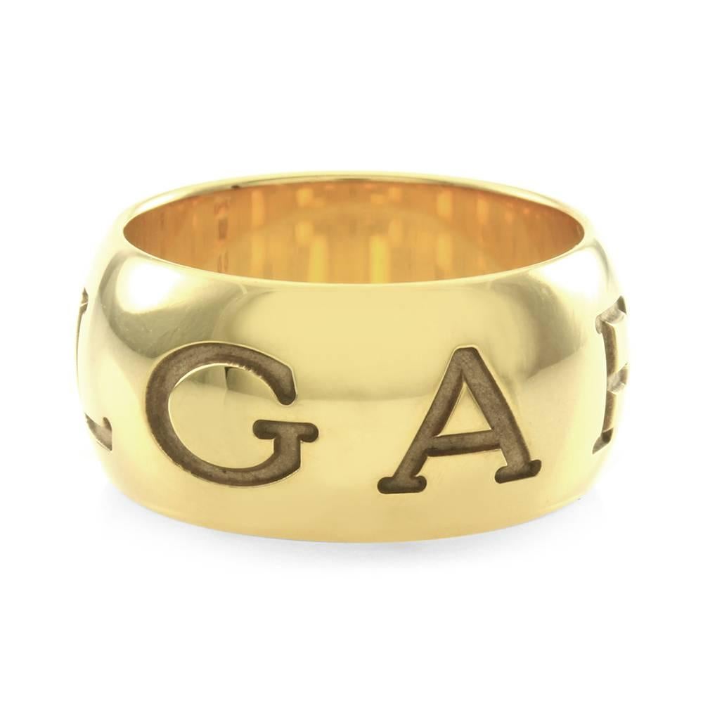 Bulgari Monologo Collection Gold Band Ring In Excellent Condition For Sale In Scottsdale, AZ