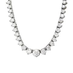 Diamond In-Line Riviera Necklace in 14K White Gold