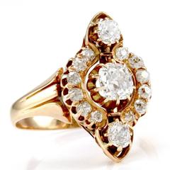 Antique Victorian Old Mine Cut Diamond Ring in 18K Rose Gold