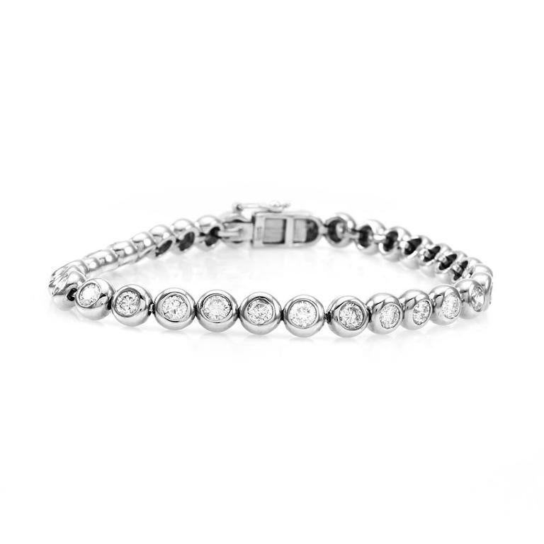 Bezel Set Diamond Gold Tennis Bracelet at 1stDibs