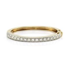 Hinged Diamond Gold Bangle Bracelet