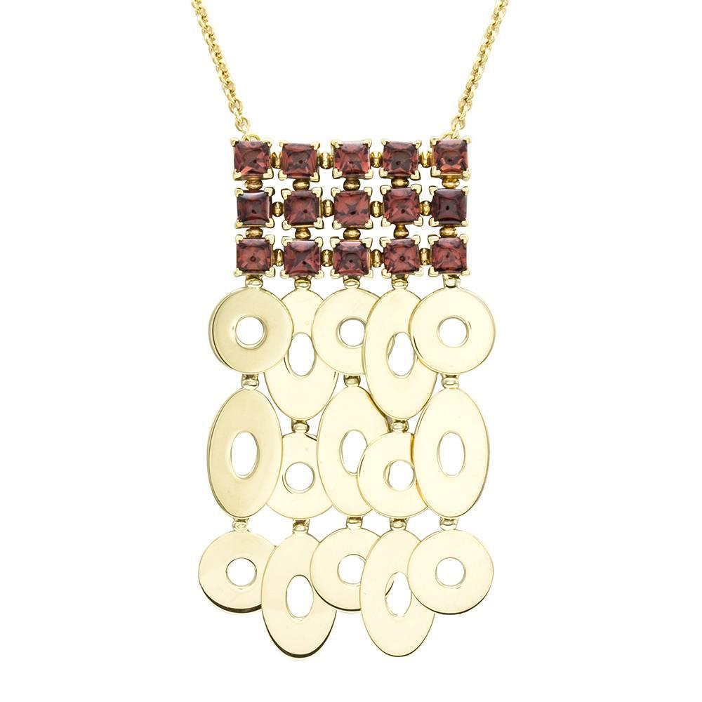 Bulgari Garnet Gold Cluster Dangle Necklace