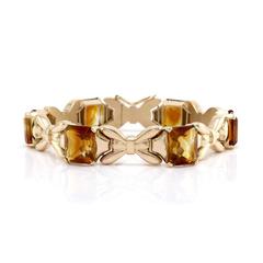 Retro Madeira Citrine Gold Bow Link Bracelet 