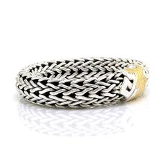 John Hardy Extra Large Sterling and Gold Classic Wheat Chain Bracelet