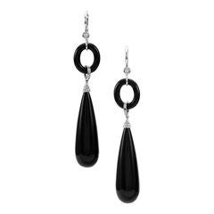 Ivanka Trump Black Onyx, Pavé Diamond and Gold Dangle Earrings