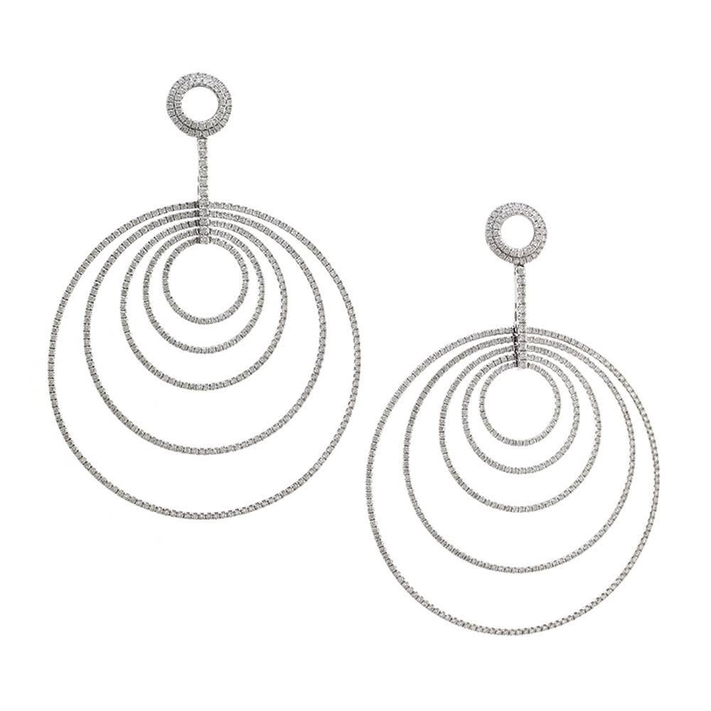 Pavé Diamond Open Circles Dangle Earrings For Sale