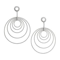 Pavé Diamond Open Circles Dangle Earrings