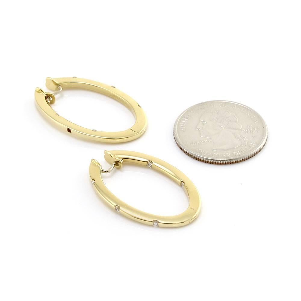 Roberto Coin Parisienne Diamond Hoop Earrings in Gold In Excellent Condition In Scottsdale, AZ