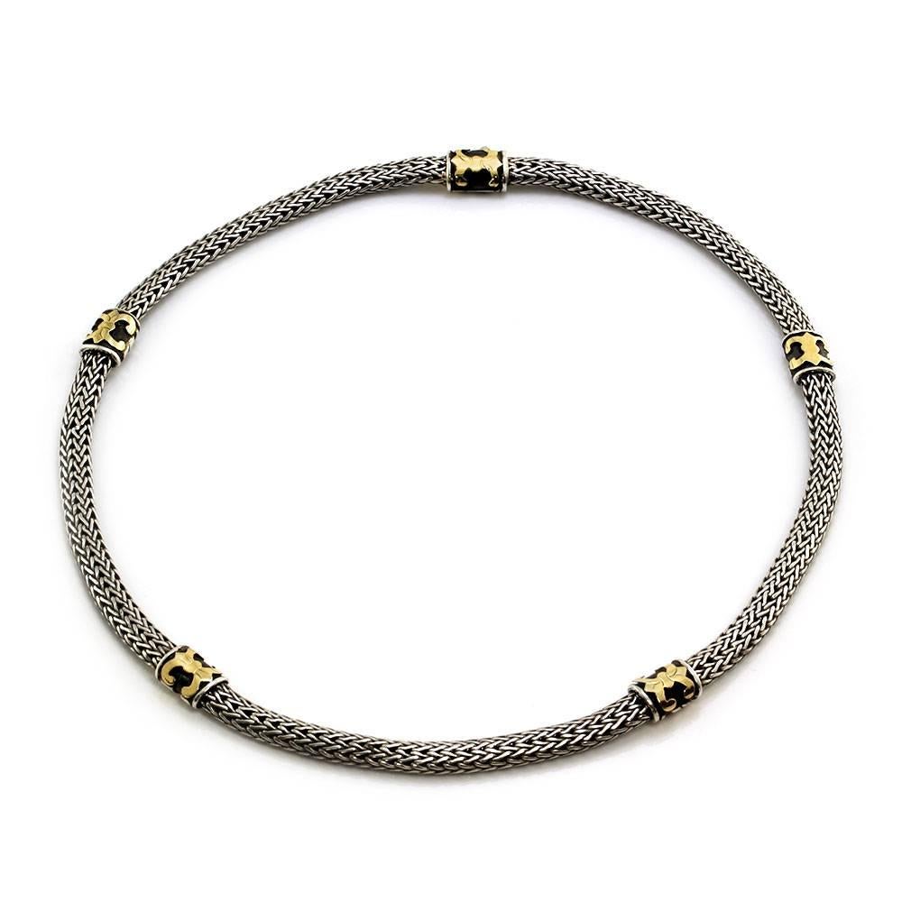 John Hardy Fleur de Lis Sterling and Gold Necklace