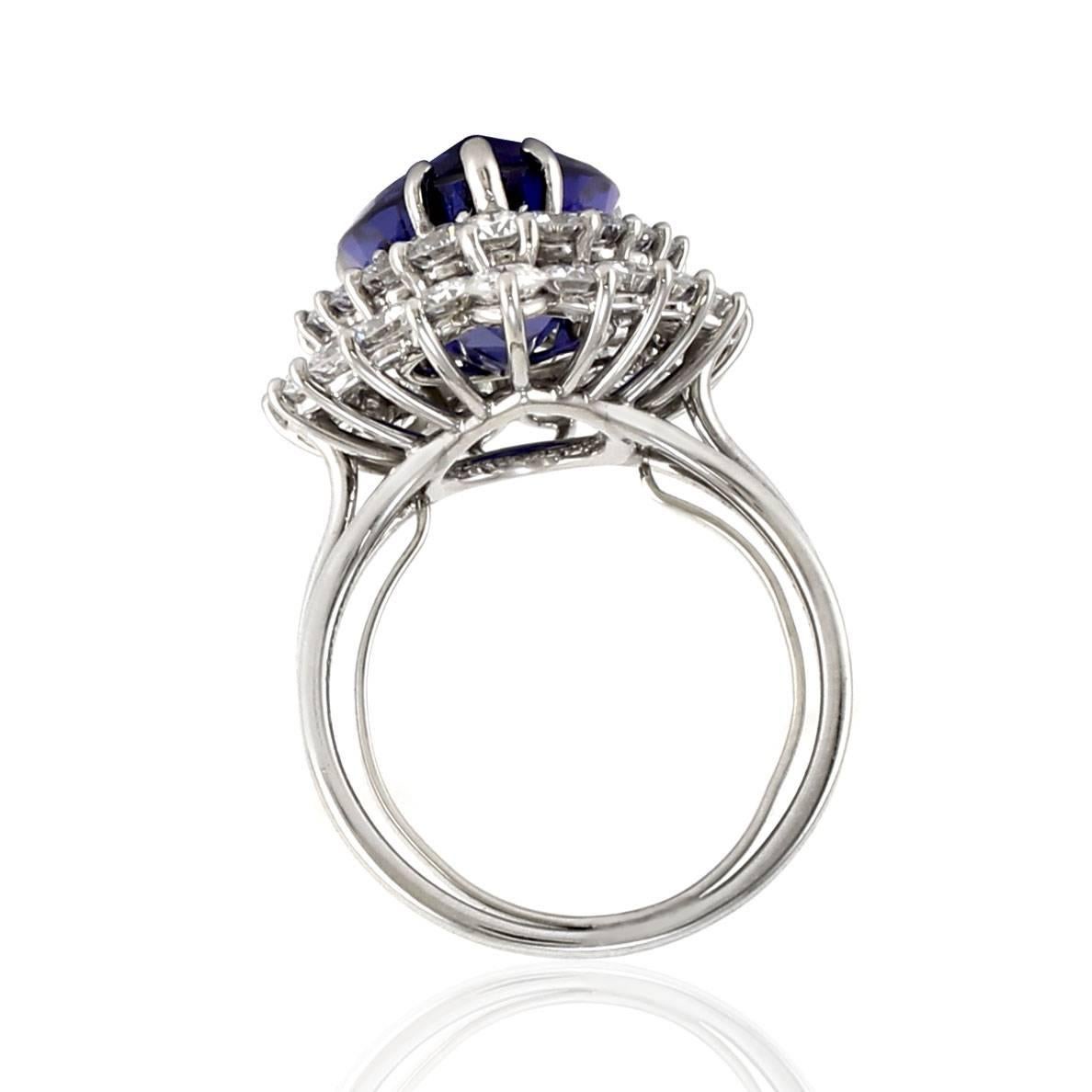 Tiffany & Co. Pear Tanzanite and Diamond Halo Ring in Platinum 1