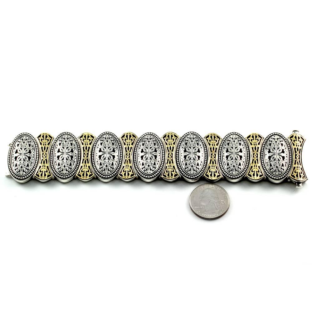 Phillip Gavriel Byzantine Collection Silver Gold Bracelet In Excellent Condition In Scottsdale, AZ