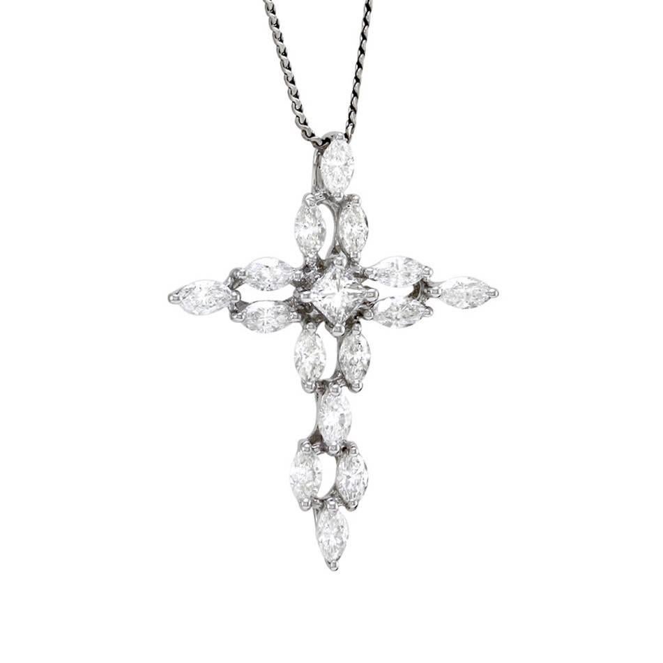 Trice Marquise Diamond Cross Pendant For Sale