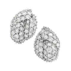 David Webb Diamond and Platinum Cluster Earrings