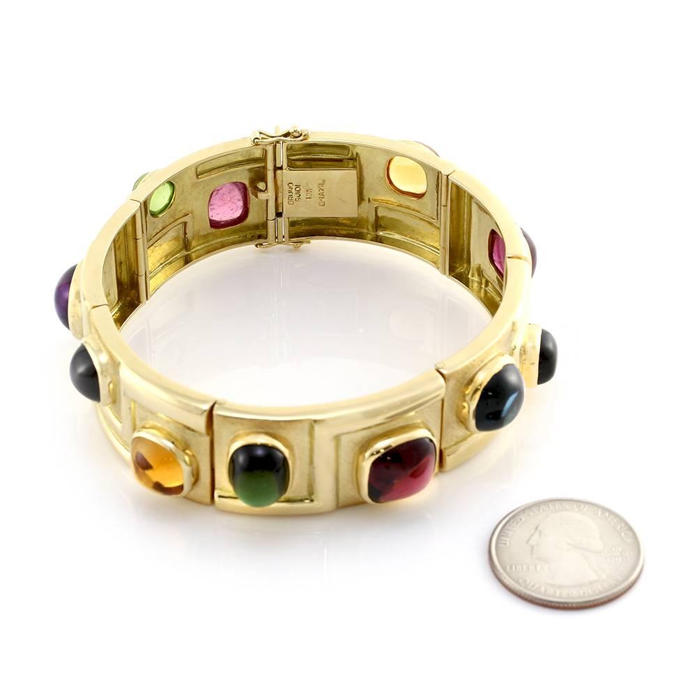 Bruno Guidi Modernist Multicolor Tourmaline Quartz Gold Bracelet  3