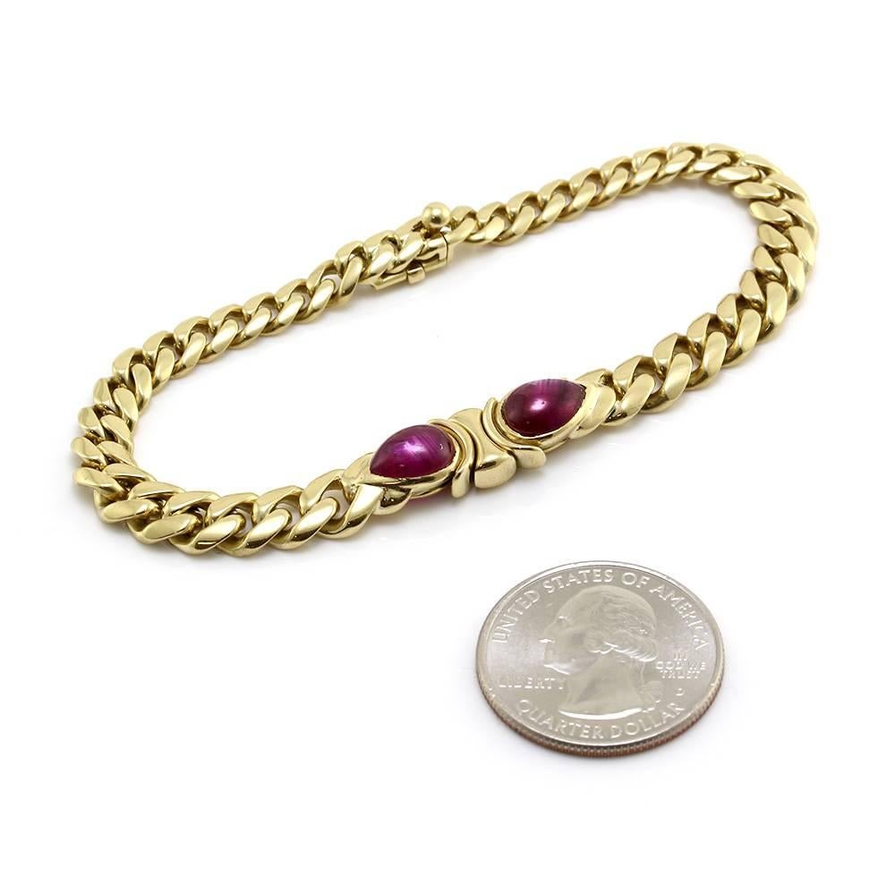 Women's Bulgari Ruby and Gold Link Bracelet 