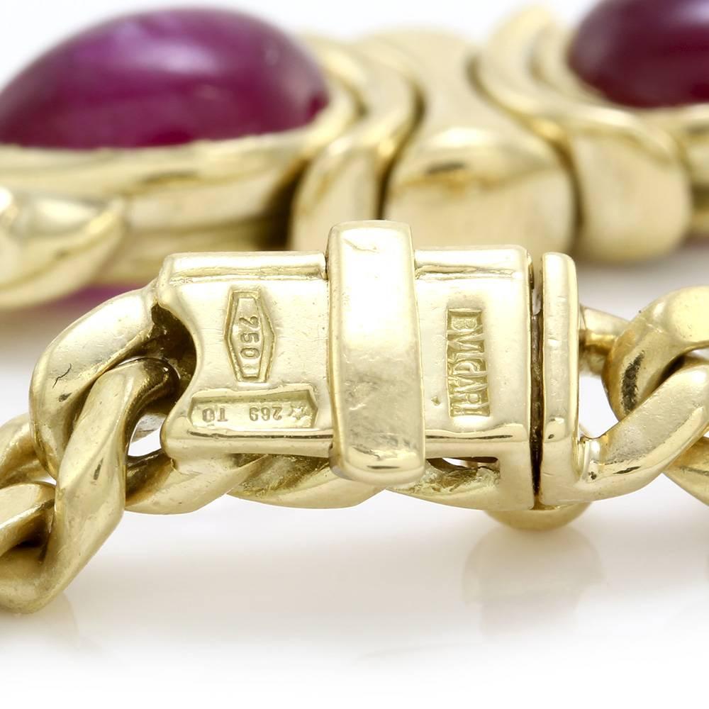 Bulgari Ruby and Gold Link Bracelet  In Excellent Condition In Scottsdale, AZ