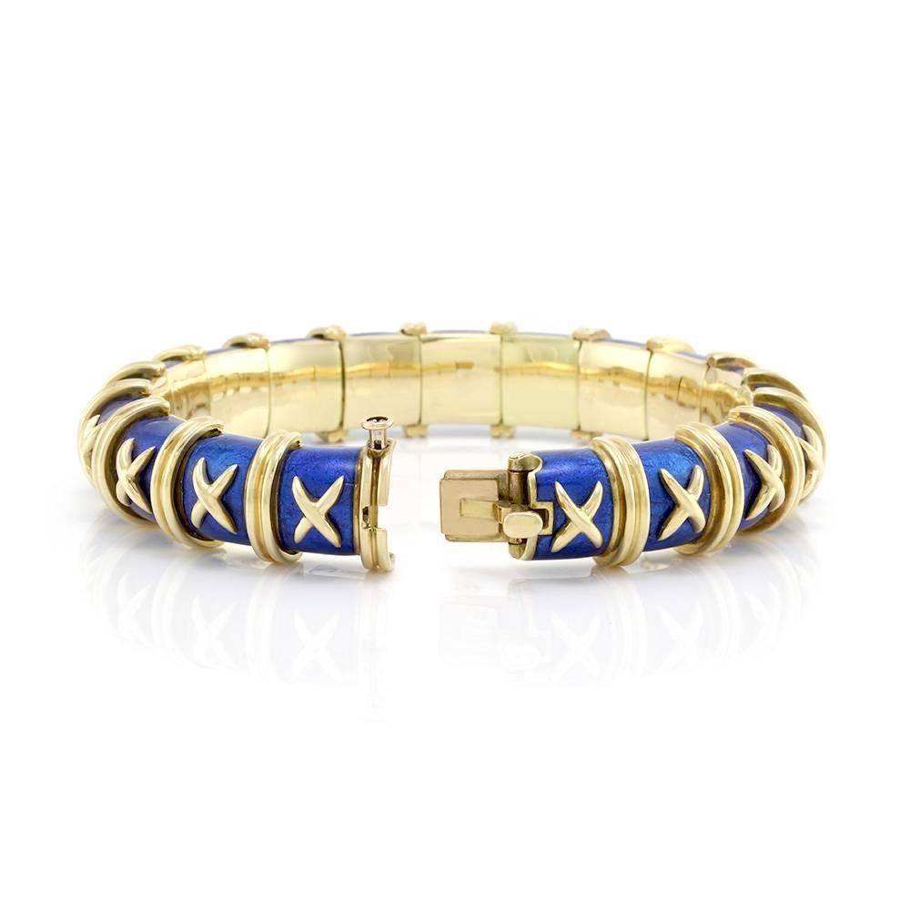 Women's  Tiffany & Co. Schlumberger Gold and Enamel Croisillon Bracelet 