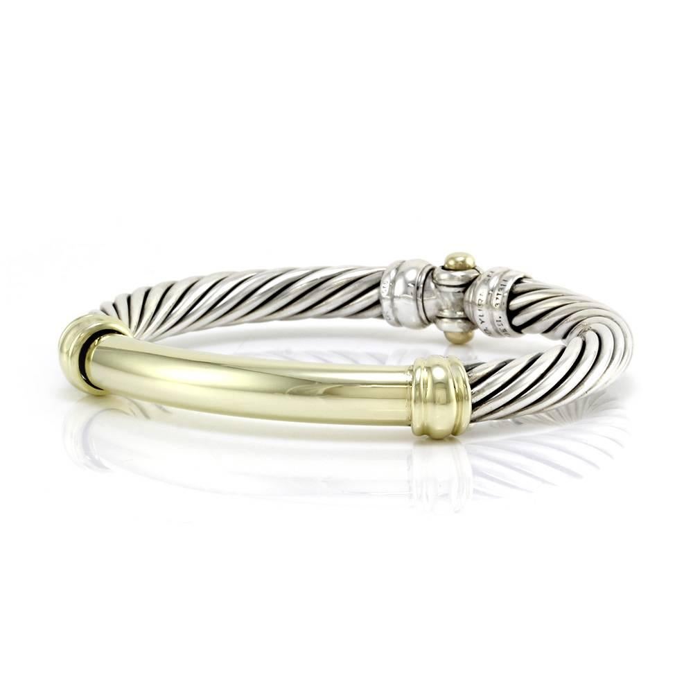 David Yurman Sterling and Gold Metro Bracelet In Excellent Condition In Scottsdale, AZ