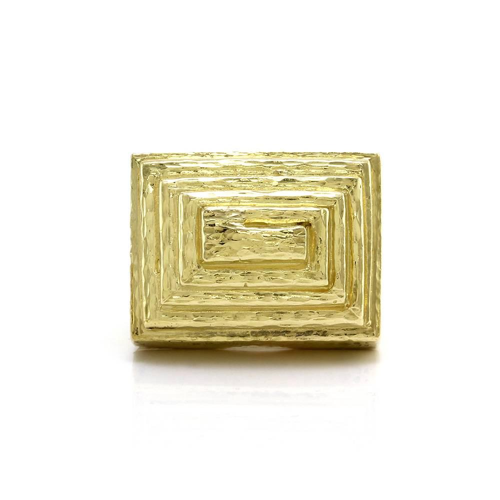 David Webb Ancient World Step Pyramid Gold Ring In Excellent Condition In Scottsdale, AZ