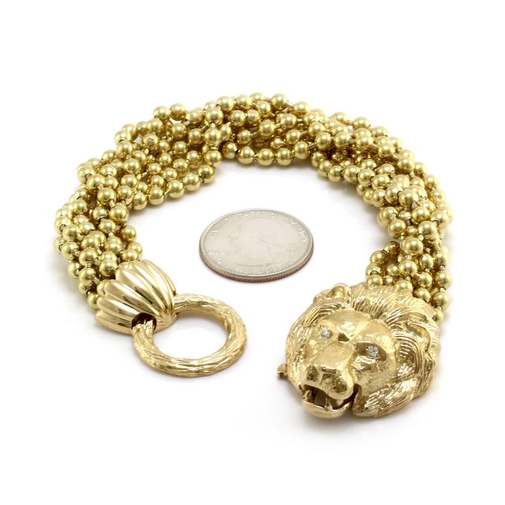 Women's  Van Cleef & Arpels Gold and Diamond Lion Mask Beaded  Bracelet 