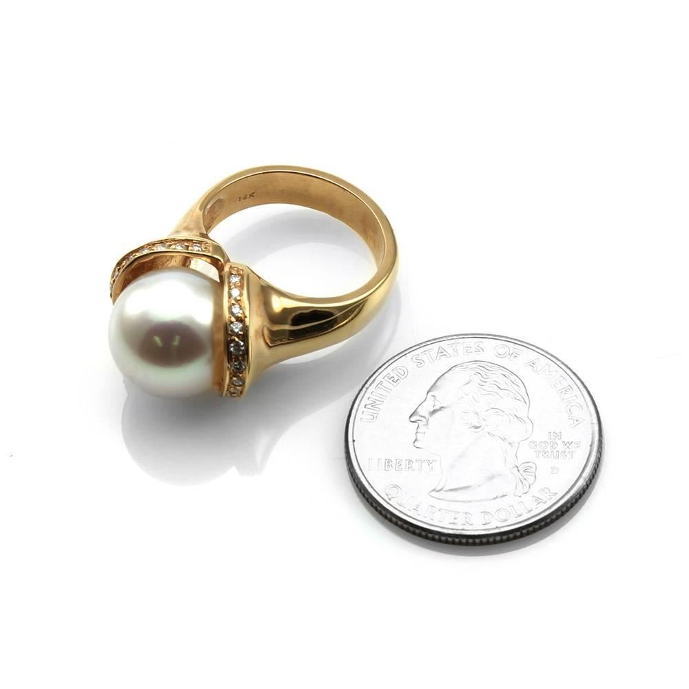 Cream White South Sea Pearl and Rose Gold  Diamond Ring  2