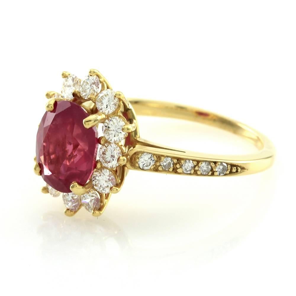 AGL Certified Tiffany & Co. Natural Untreated Burmese Ruby Diamond Ring  In Excellent Condition In Scottsdale, AZ