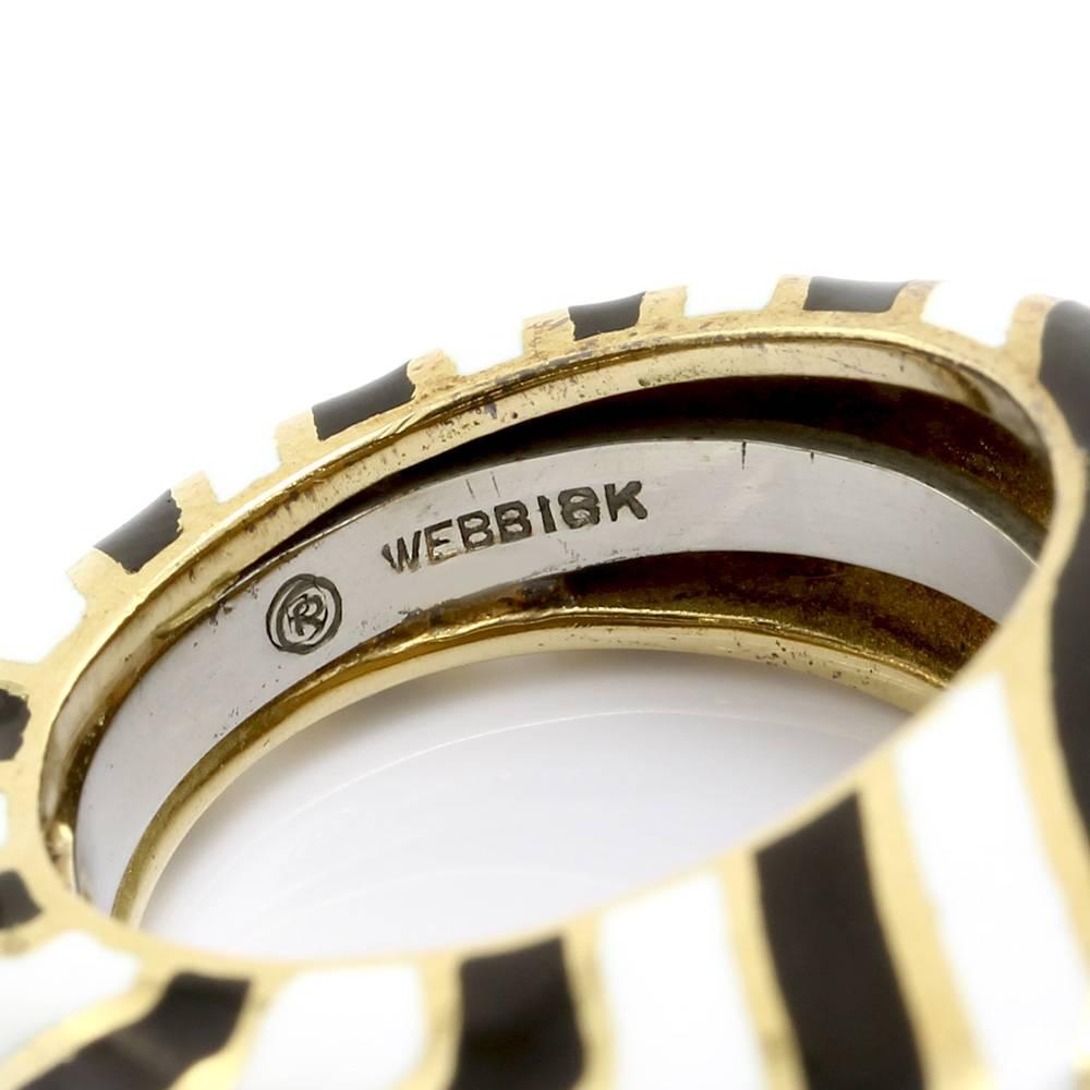David Webb Kingdom Collection Striped Enamel Gold Zebra Ring For Sale 2